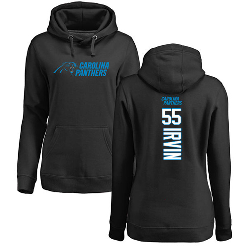 Carolina Panthers Black Women Bruce Irvin Backer NFL Football 55 Pullover Hoodie Sweatshirts